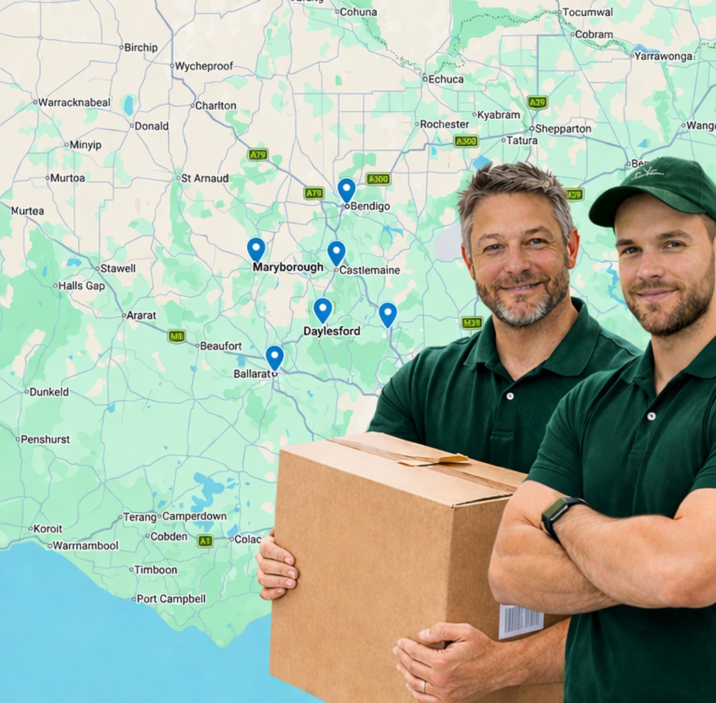 Removalist truck driving on rural road in regional Victoria