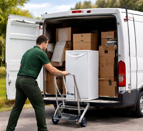 Man with a van service transporting single furniture item