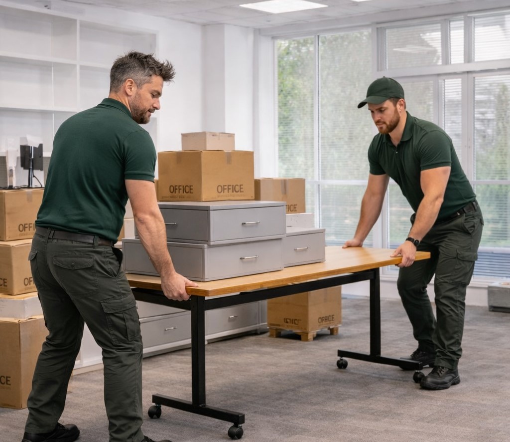 Office relocation removalists moving desks and equipment